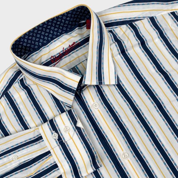 Robert Graham Dress Shirt Mens XXL Striped Southwestern Button Up Cotton Silk - Picture 1 of 15